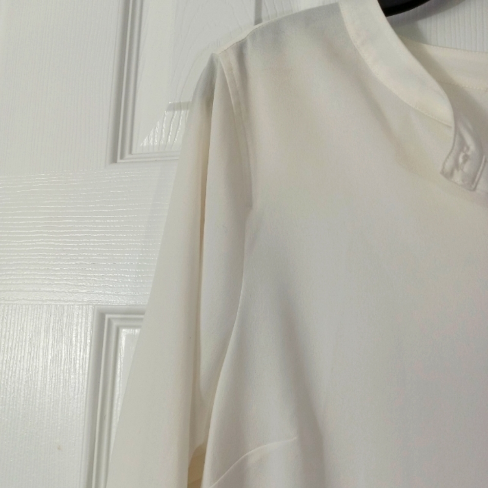 J Crew Long Sleeve Shirt Top Ivory Medium Tunic Sheer Loose Fit New Hi Low - Picture 4 of 15